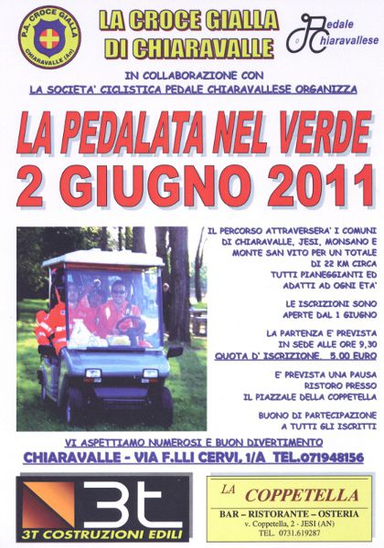 Pedalata nel verde, partenza dalla sede il 2 giugno 2011 ore 9h30. Quota di partecipazione 5 euro.